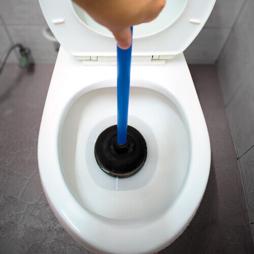plunging a toilet