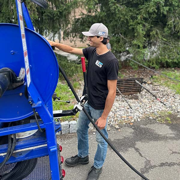 man using pressure machine